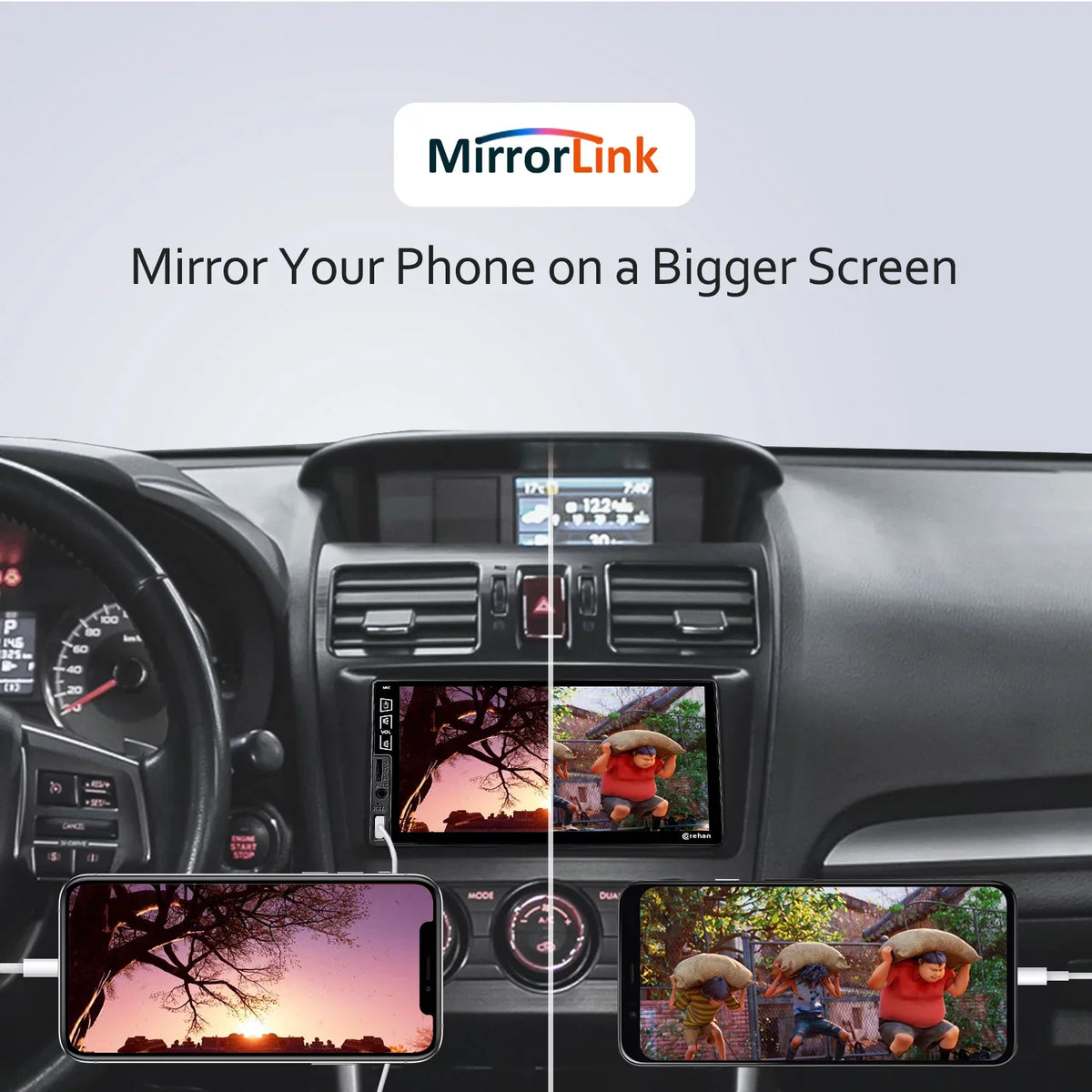 Double Din Car Stereo Bluetooth - Corehan 7 Inch  Touch Screen Car Radio Multimedia Player with Complimentary Backup Camera Compatiable with Apple Carplay, Android Auto, Mirror Link