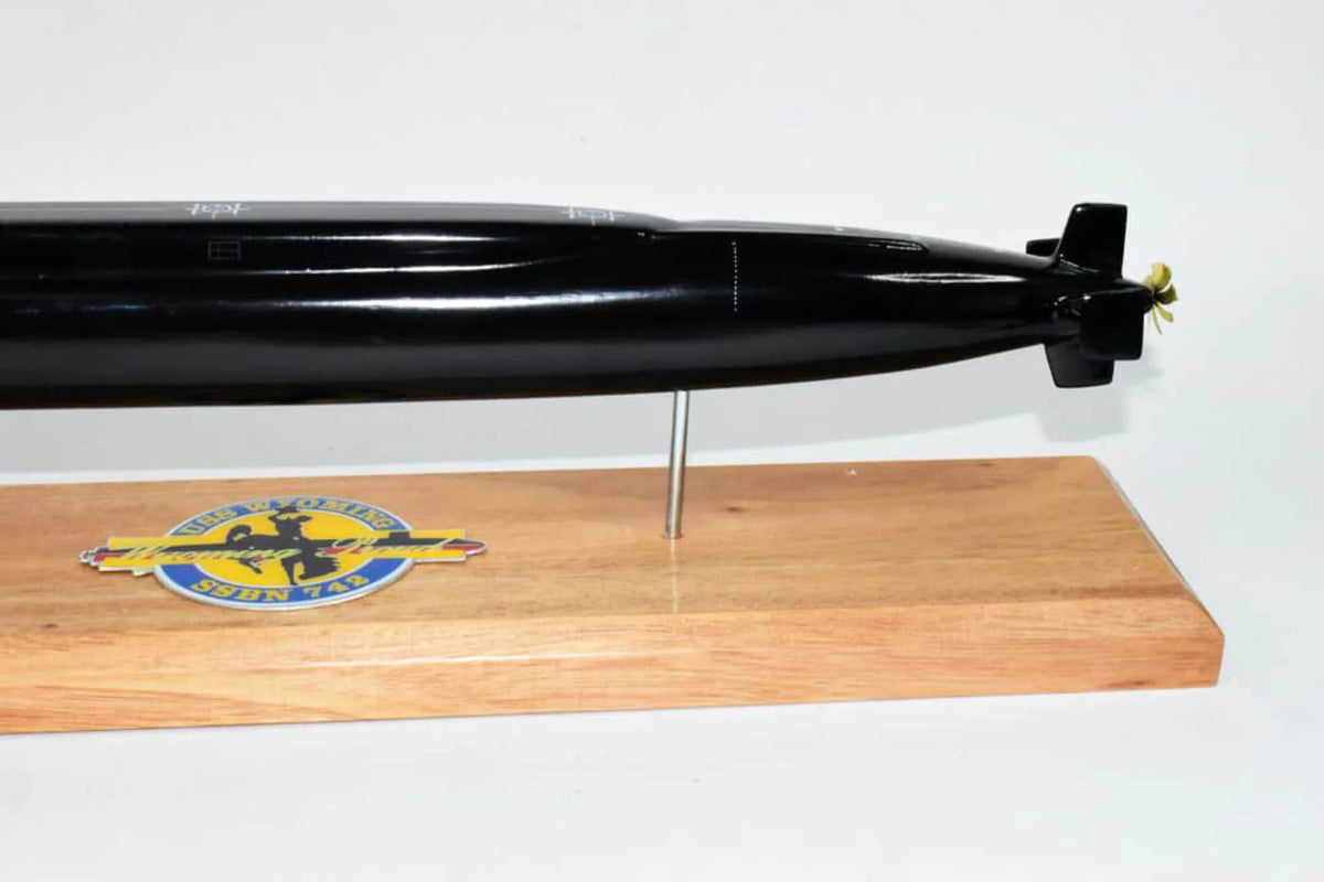 Wyoming -742 Submarine Model (Black Hull),Navy,Scale Model,Mahogany,20 inch,Ohio Class