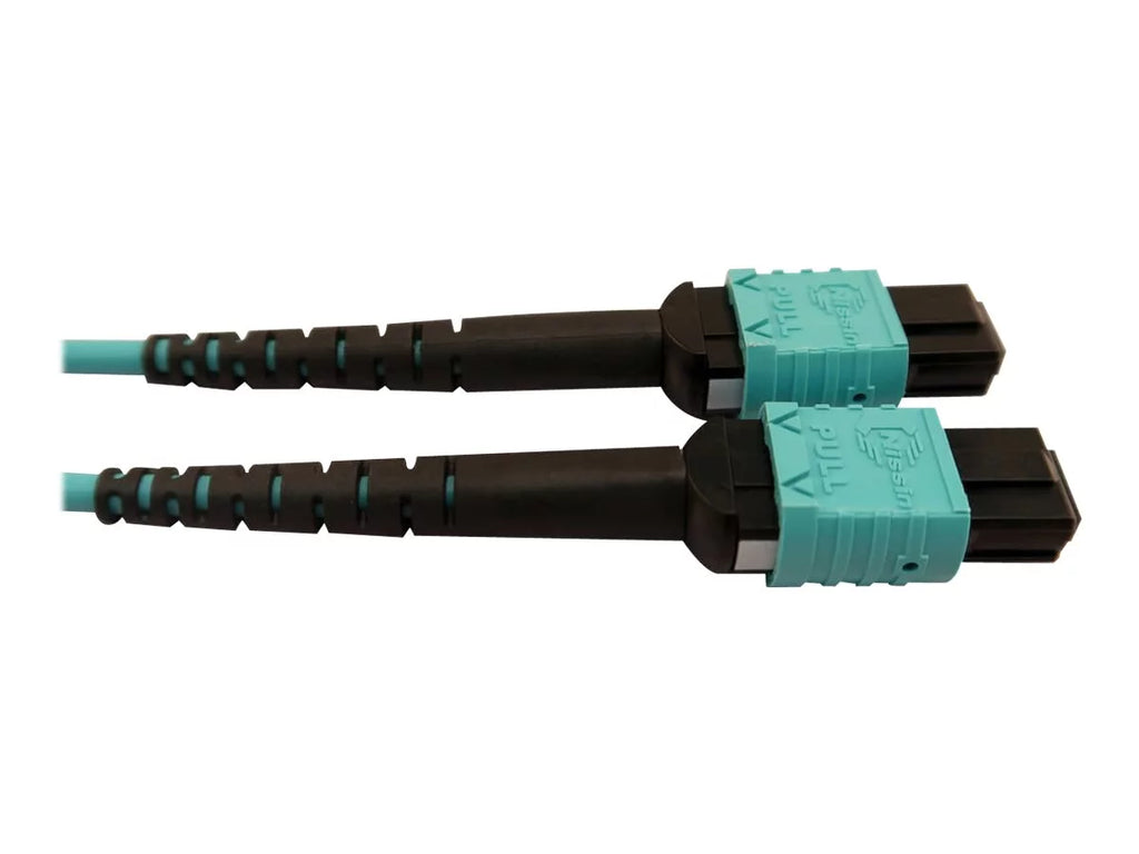 Eaton Tripp Lite Series 400G Multimode 50/125 OM4 Plenum Fiber Optic Cable, 24F /- to (x2) 12F /- (F/F), Aqua, 5 m - Network cable - // multi-mode (F) to // multi-mode (F) - 5 m - fiber optic - 50 / 125 micron - OM4 -