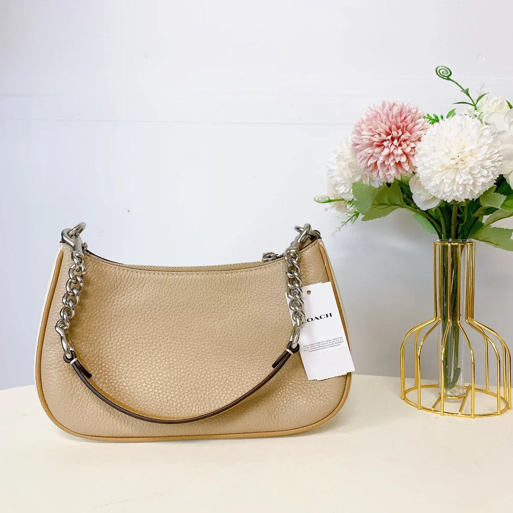 Coach CA173 Teri Shoulder Bag In Colorblock  Silver Sandy Beige Multi
