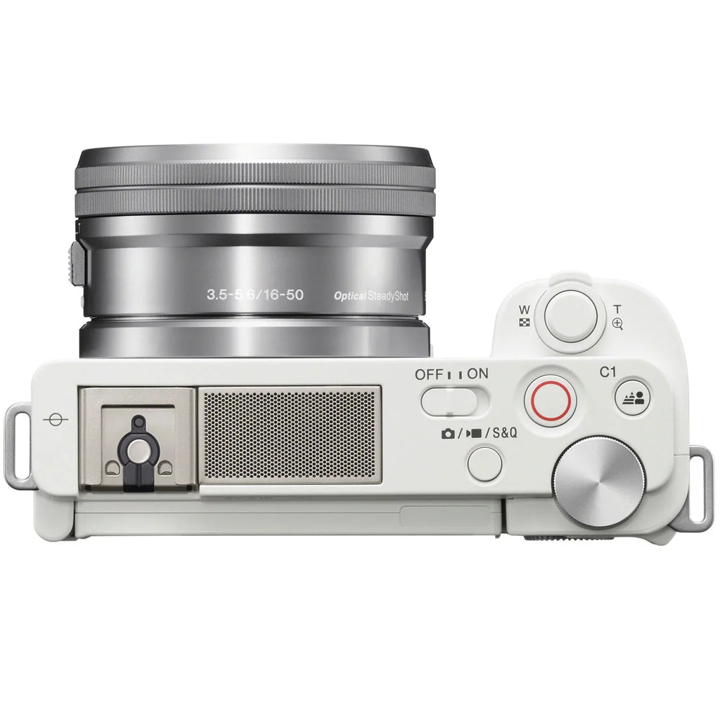 Sony -E10 Mirrorless Alpha -C Vlog Camera 2 Lens Kit 16-50mm + 55-210mm -E10L/W White Bundle with Deco Gear Case + Filter Set + Wide Angle & Telephoto Lenses + Extra Battery & Accessories