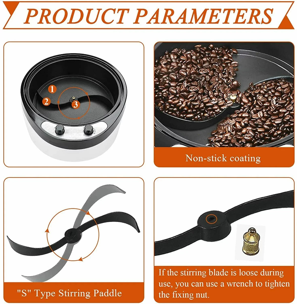 Shanna 800W Electric Coffee Roaster Machine Coffee Bean Roaster for Home Commercial 800G 110V