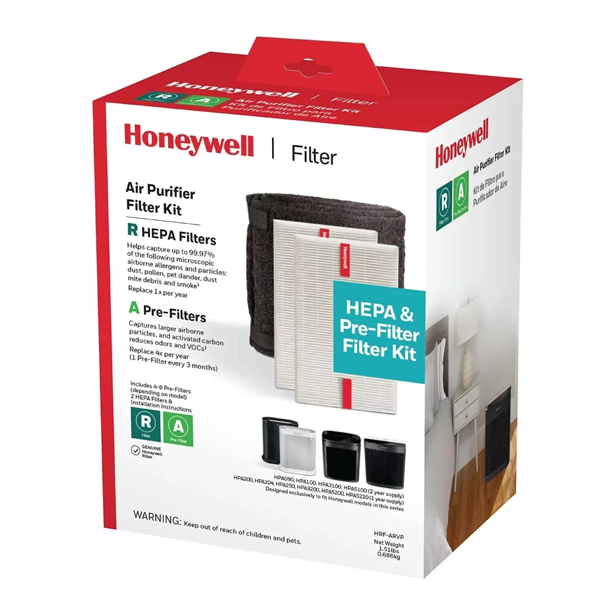 Honeywell R Filter and A Pre-Filter Value Pack, -ARVP100