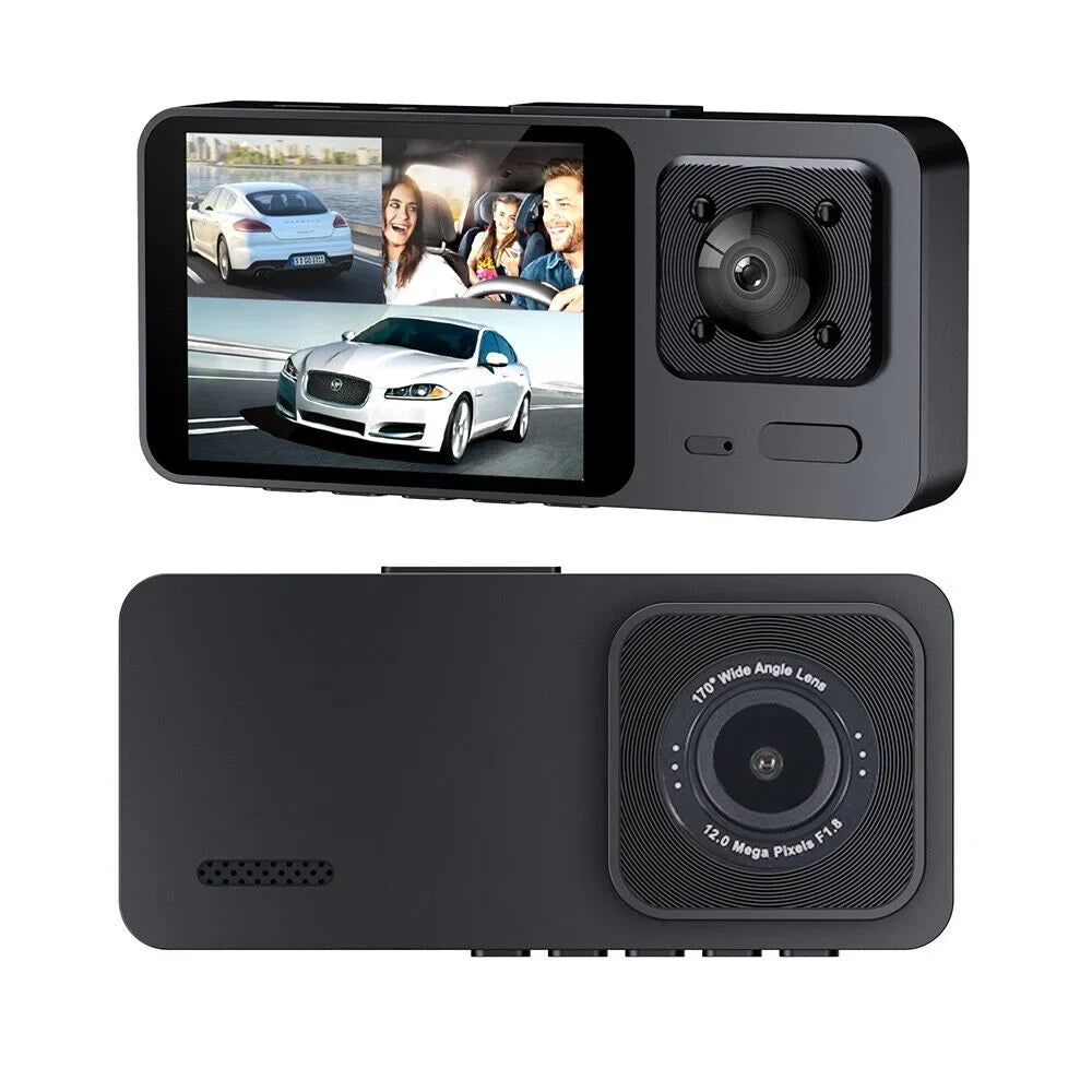 G·  Dual Lens Car Dash Cam Front/Rear/Inside Video Recorder Camera G-sensor