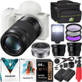 Sony -E10 Mirrorless Alpha -C Vlog Camera 2 Lens Kit 16-50mm + 55-210mm -E10L/W White Bundle with Deco Gear Case + Filter Set + Wide Angle & Telephoto Lenses + Extra Battery & Accessories