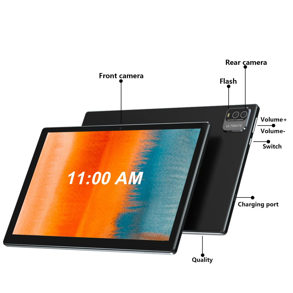 Coopers 2 in 1 Tablet, 10 inch Android 11 Tablet with Keyboard 4GB+64GB+512GB Expandable Dual Camera, WiFi, Bluetooth, Long   Battery Life, Google Certified Tablet