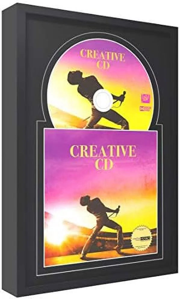 X 12" Jukebox Music Frame Double Black-Black Matting Displays Cover Art And 4 7/8-Inch Dia. Disc Self Standing With Wall Hanger