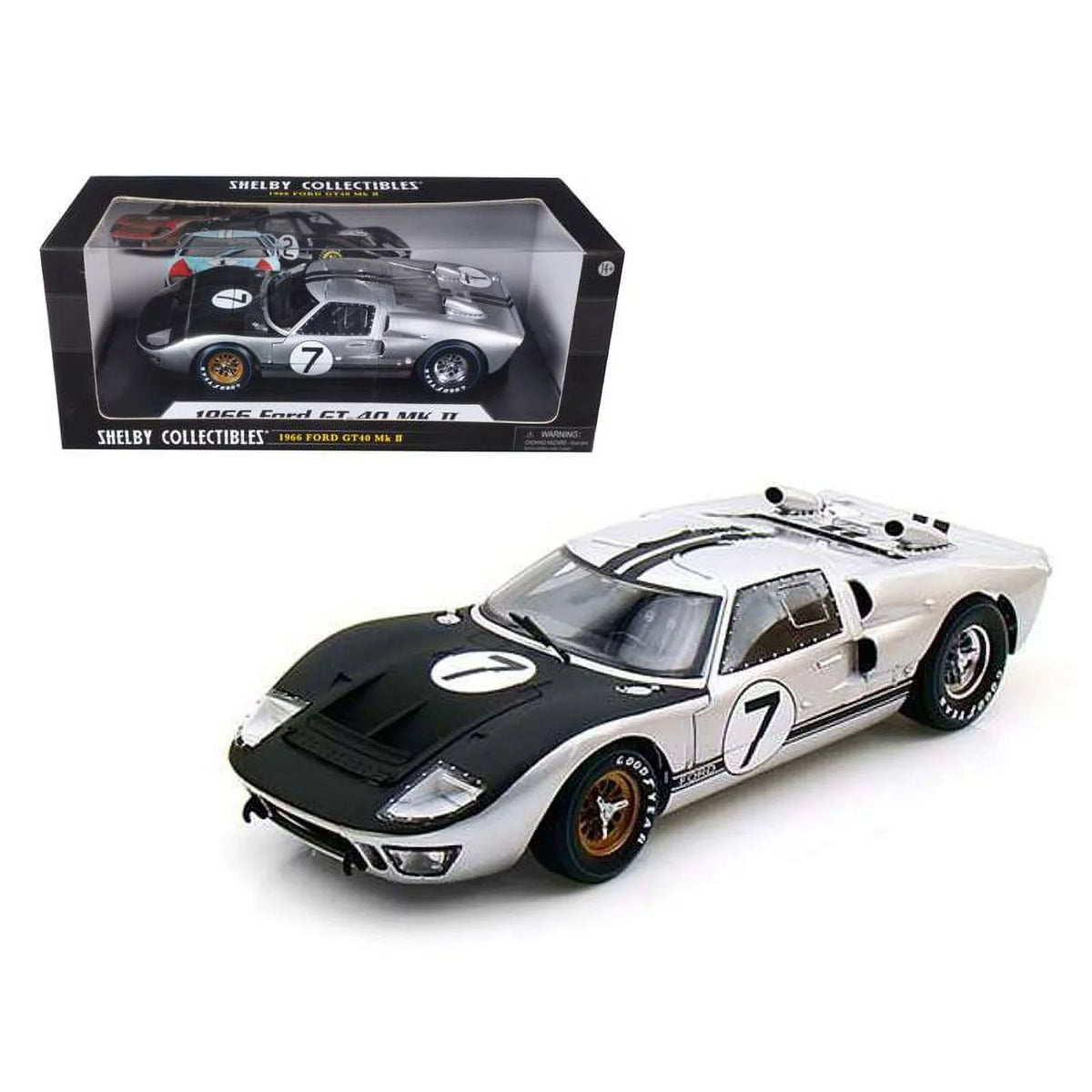 1966 Ford -40   #7 Silver 1/18 Diecast Model Car by Shelby Collectibles