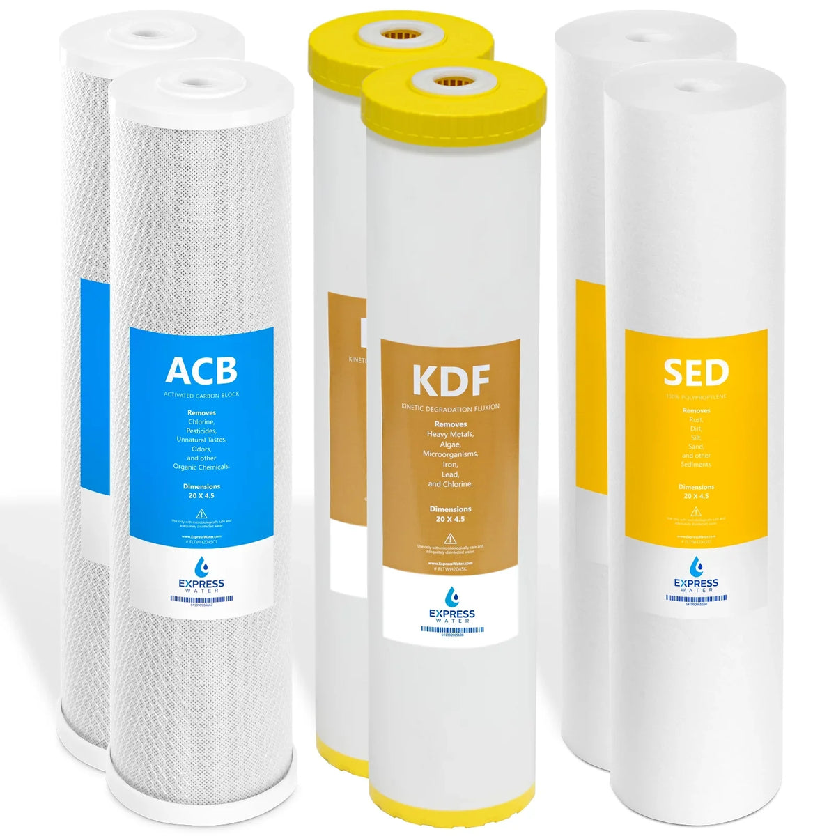 Express Water 2-Year Whole House Heavy Metal Water Filter Set 3 Stage Water Filtration Replacement Kit Sediment, Carbon Block,  High Capacity Cartridge Filters–5 Micron Water Filter 4.5” x 20” inch
