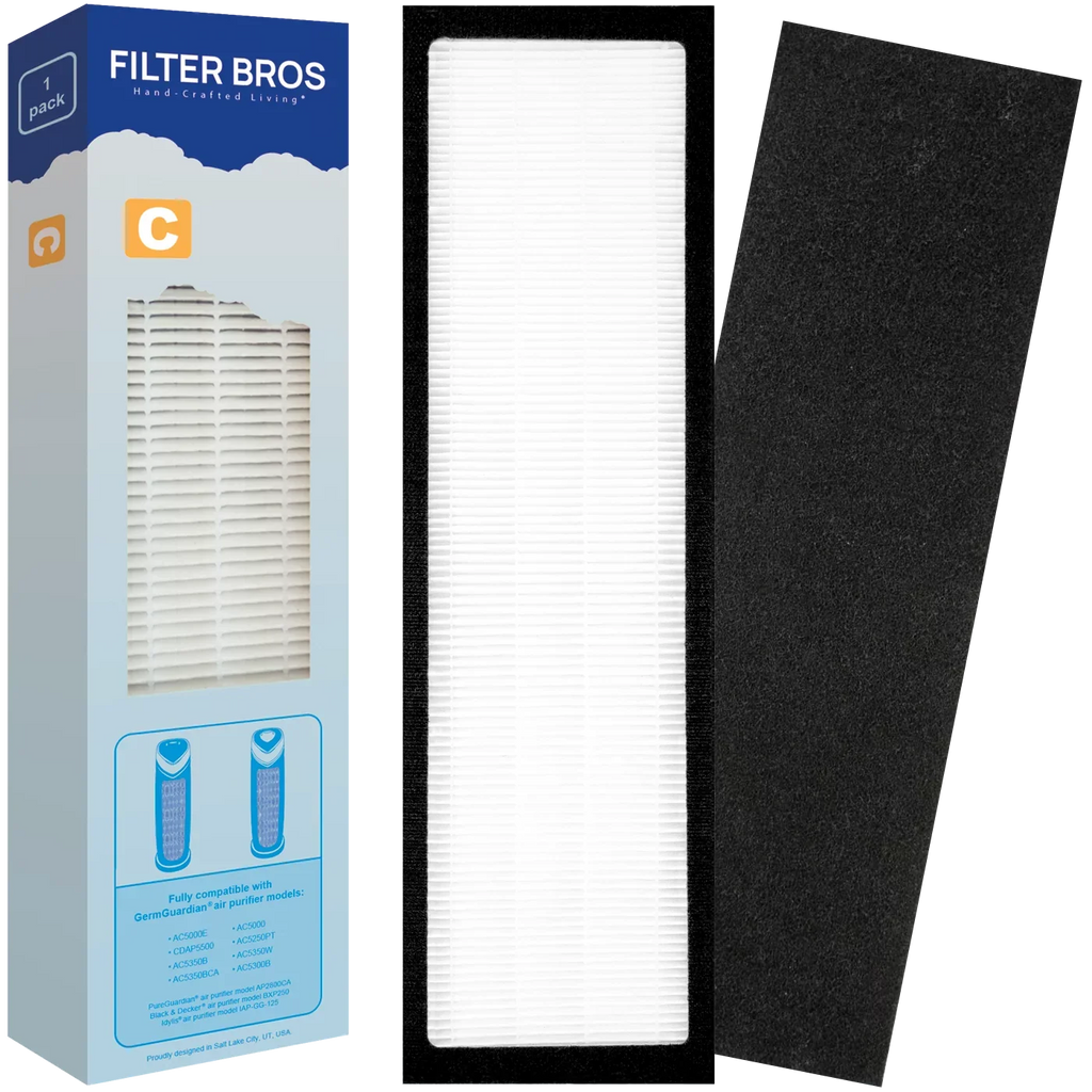 Filter Bros Filter C Compatible With GermGuardian FLT5000 - AC5000, AC5000E,  Replacement For Home Air Cleaner Purifiers, AC5300B, AC5250PT With Technologies and AC5350B, AC5350BCA, AC5350W, AC530