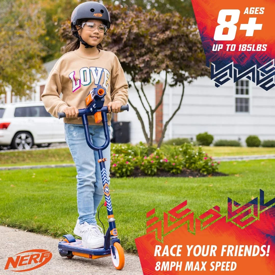 12 Volt Electric Scooter with Blaster, Foldable Scooter, Kick Scooter for Kids Ages 8 and up