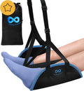 Everlasting Comfort Airplane Footrest - Ergonomic Adjustable Foot and Heel Hammock - Long Airplane Flight Accessories for Feet - Memory Foam Portable Air Plane Flying Travel Foot Rest - (Black)
