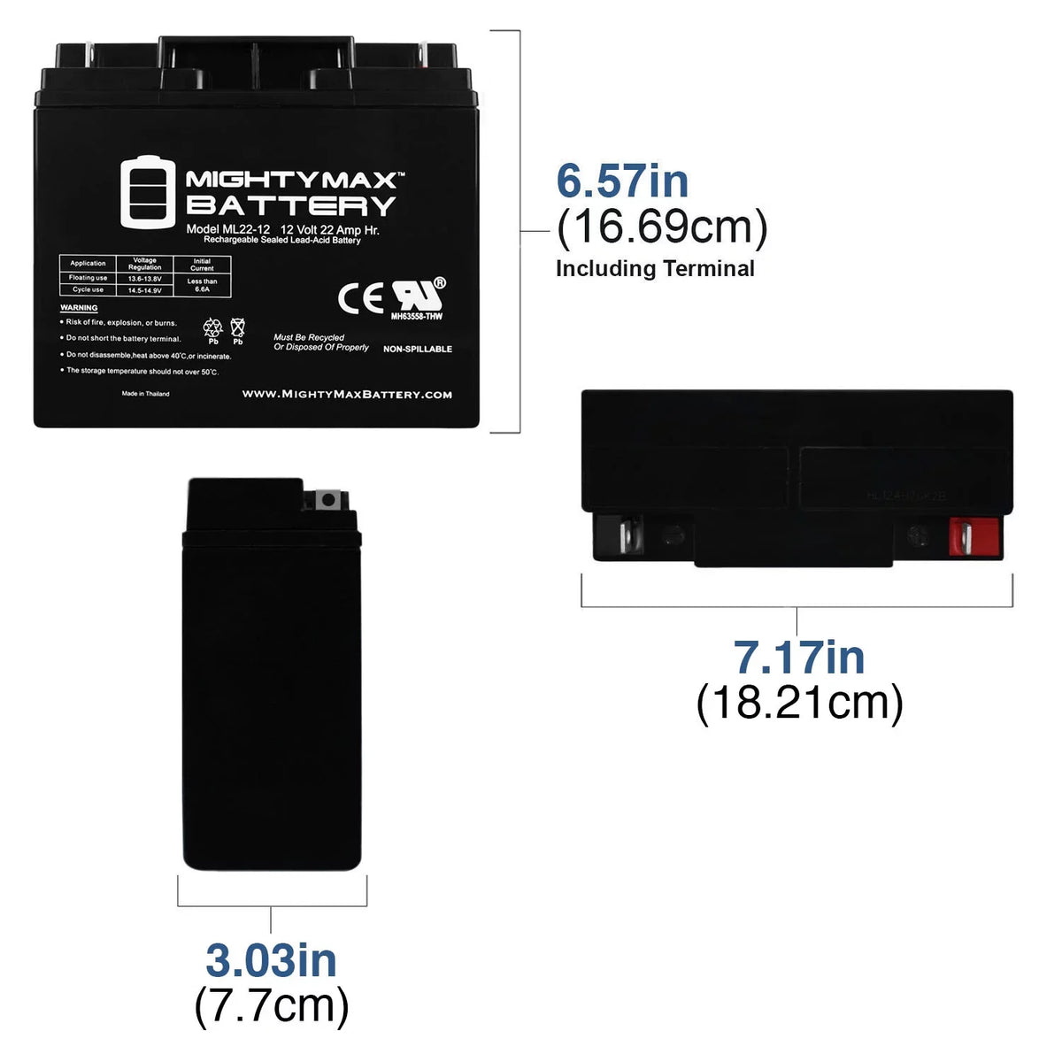 12V 22AH Battery for Alante Jr Scooter Wheelchair  200 - 4 Pack