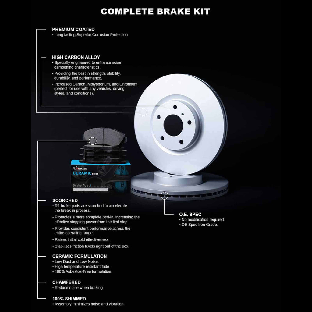 R1 Concepts Wdwh1 76007 R1 Concepts Brake Rotor Carbon Coated With Ceramic Pads Fits select: 1999-2003