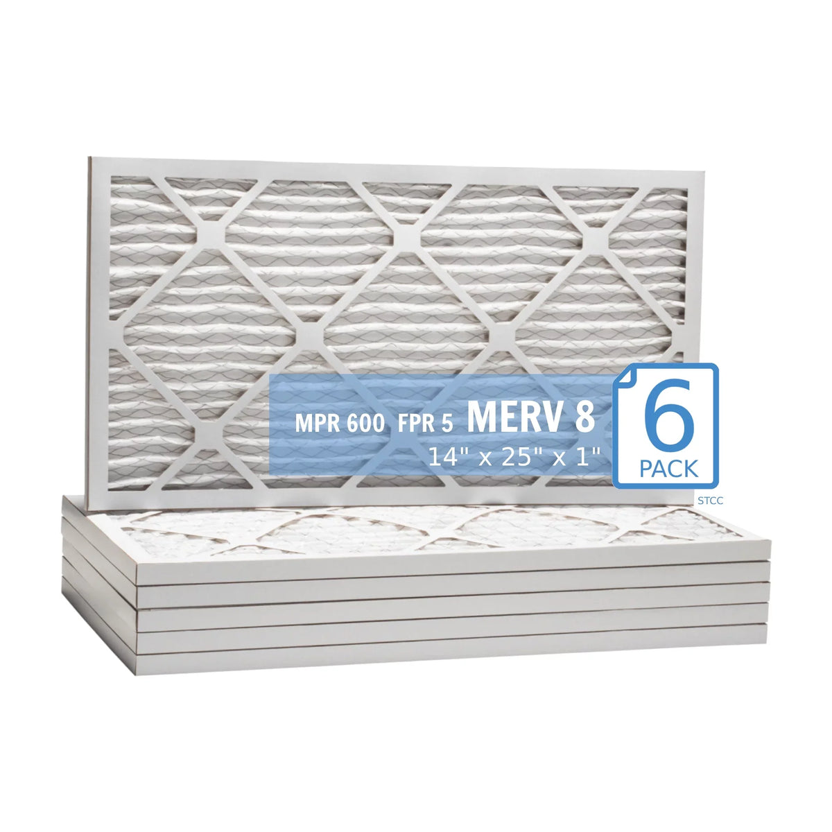 14x25x1, Purolator Hi-E 40 Extended Surface Pleated Air Filter, Mechanical  8, (6 Pack)