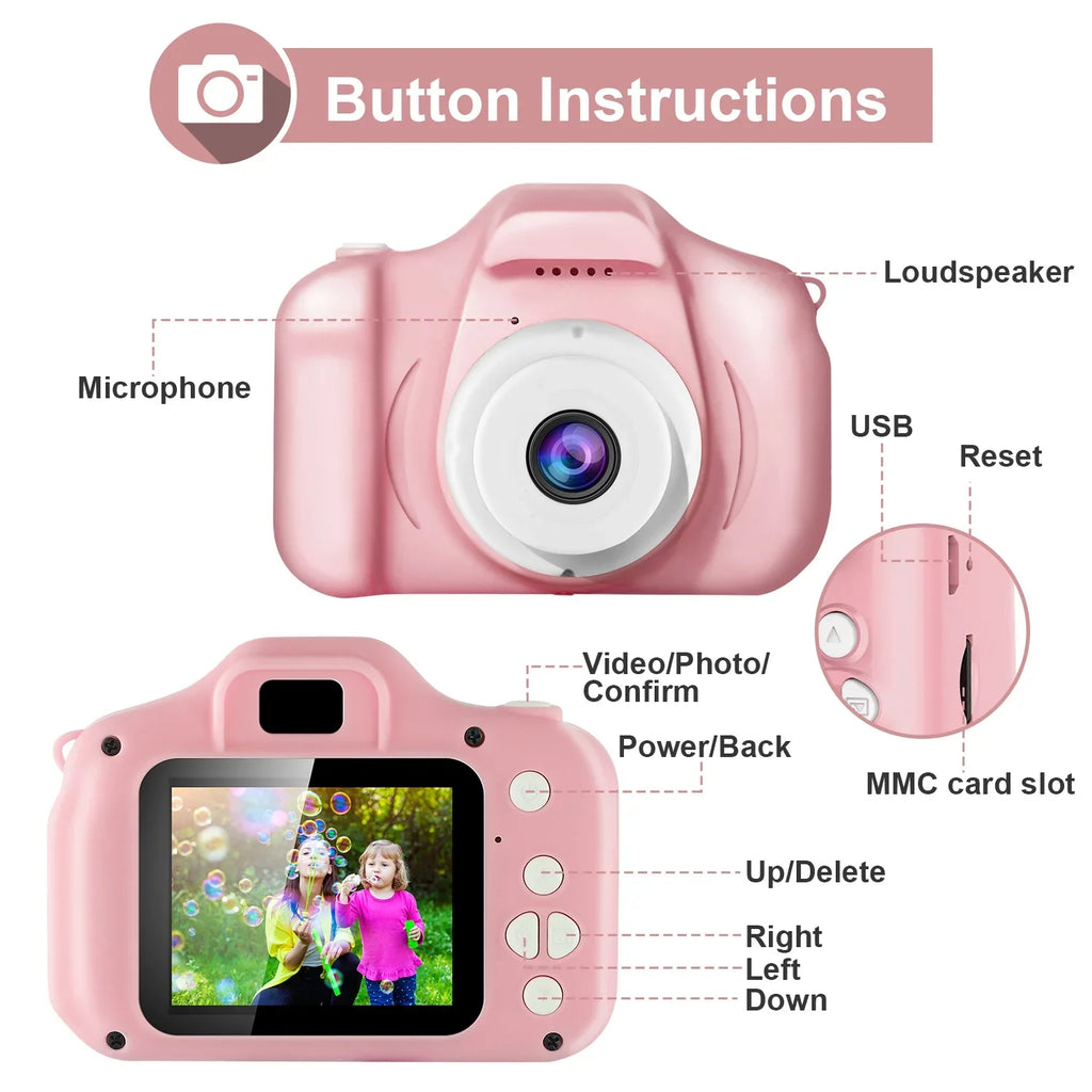 iMounTEK Kids Digital Camera with 2.0” Screen 12MP 1080P  Video Camera 4X Digital Zoom Games 32GB Card Supported Shockproof Child Camcorder for 3-10 Years Boys Girls