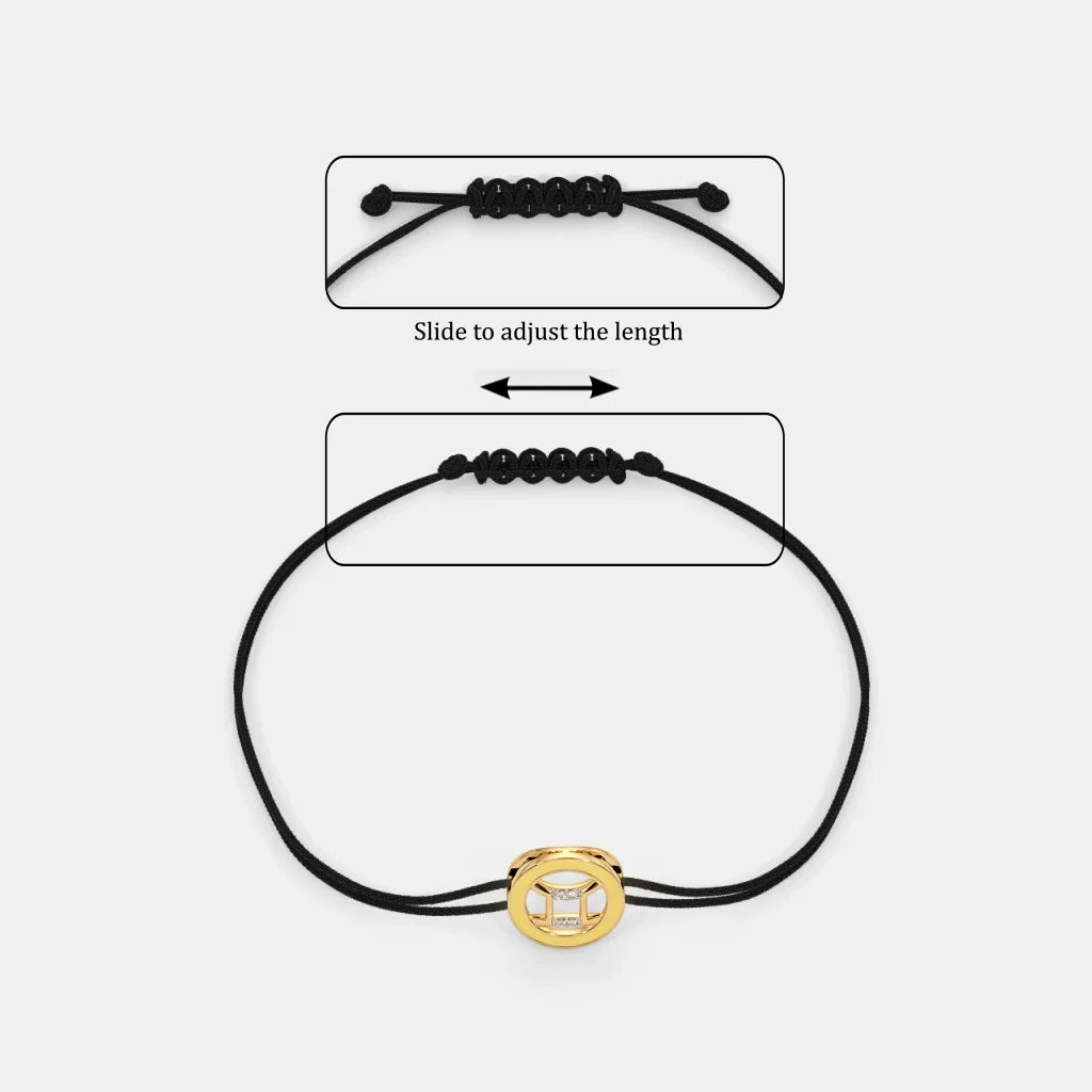 The Enid Gemini Cord Bracelet - Adjustable Elegance in 18Kt Yellow Gold