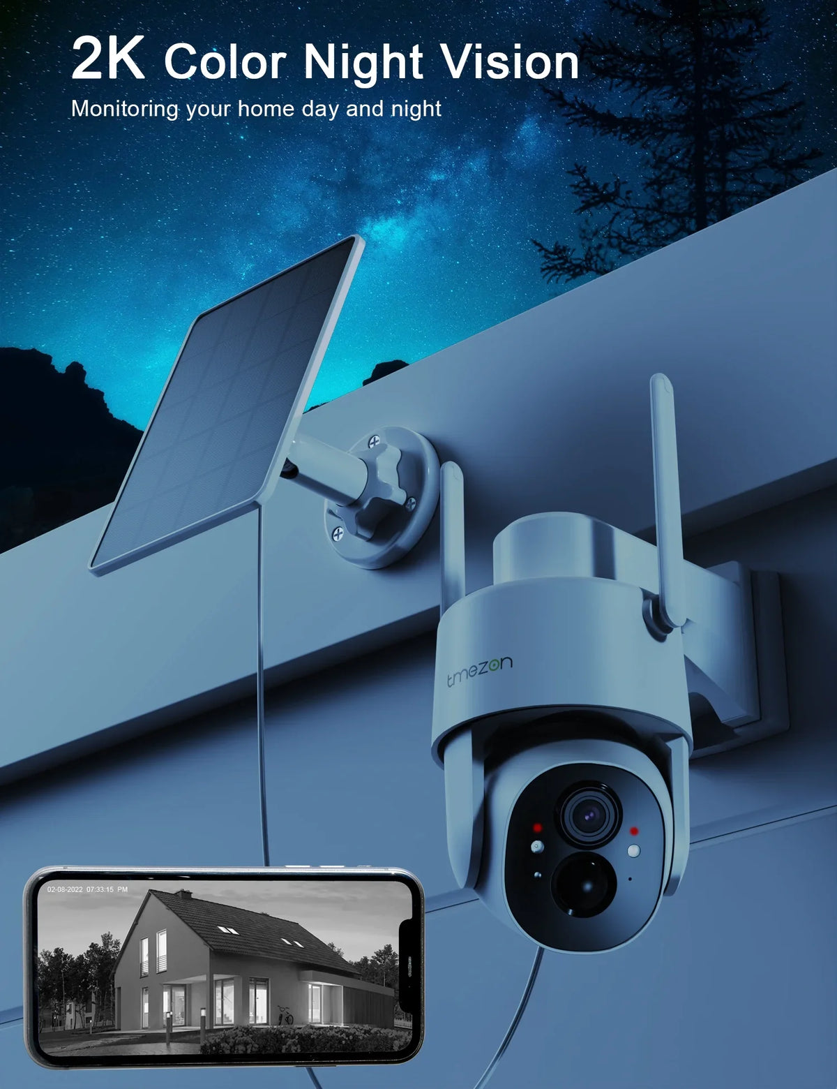 Security Camera Outdoor Wireless, 2K Surveillance Camera Wireless 2 Pack