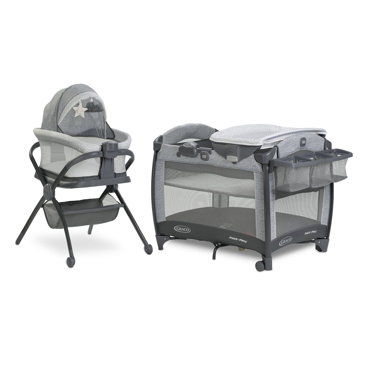 Graco Pack 'n Play Day2Dream Flat Bassinet Deluxe Playard,Grey, Unisex