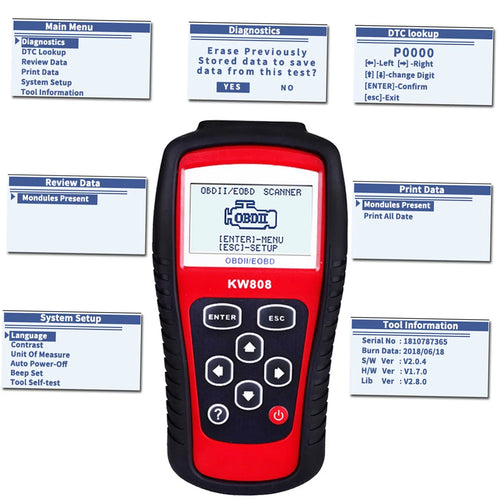 /  Cars Code Reader and Auto Scanner Detection Decoder KW808 User Friendly Automotive Diagnostic Scanner for  Car Maintenance