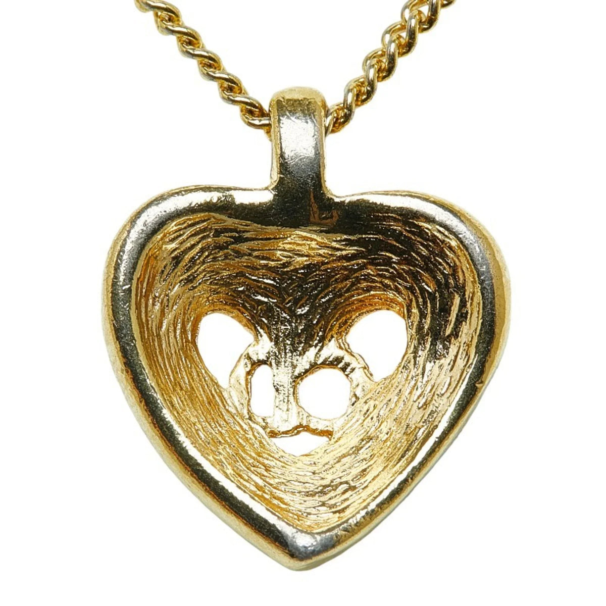 Pre-Owned Christian Dior Dior  Heart Rhinestone Necklace Gold Plated Women's (Good)