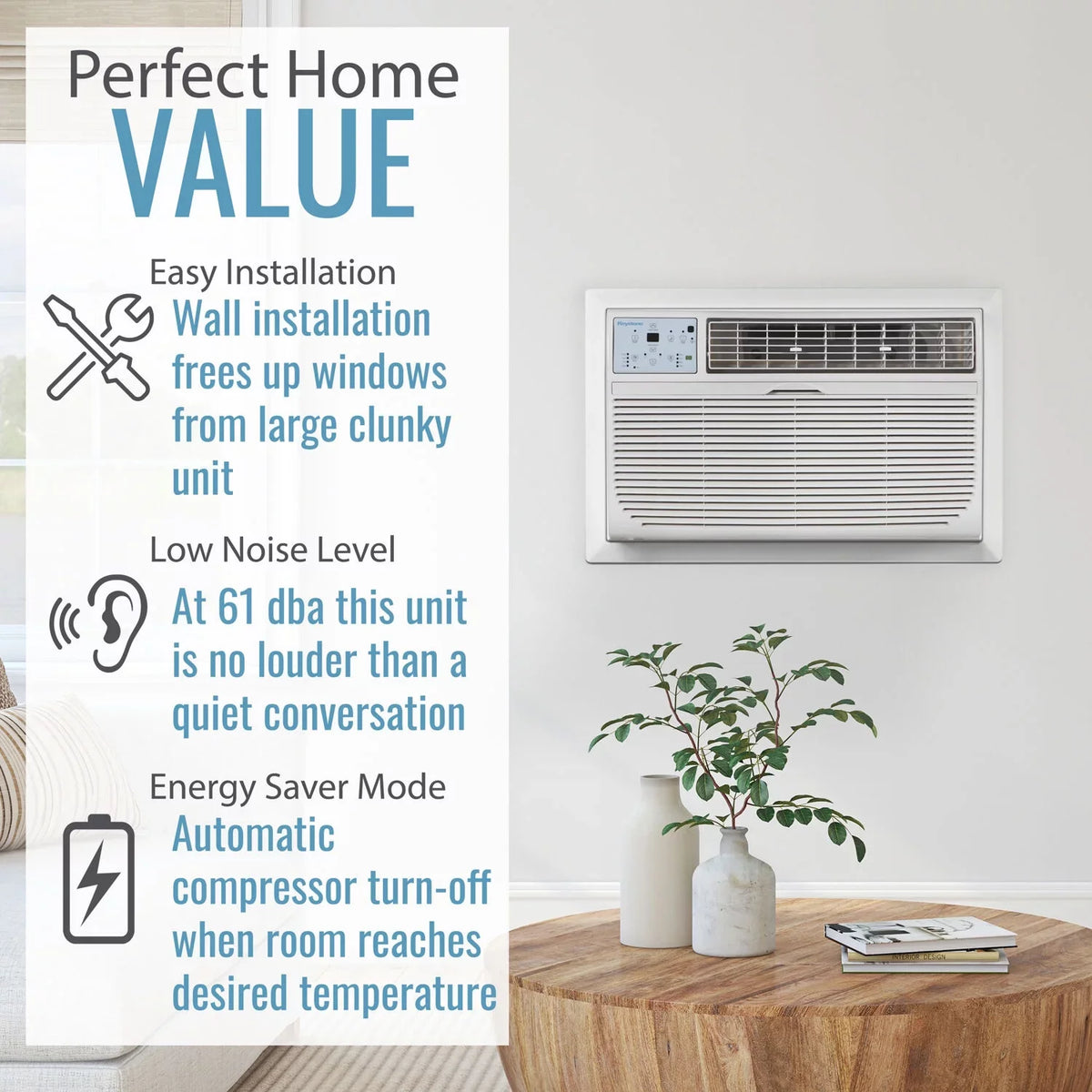 Keystone 14,000  700 Sq. Ft. Through-the-Wall Air Conditioner, White