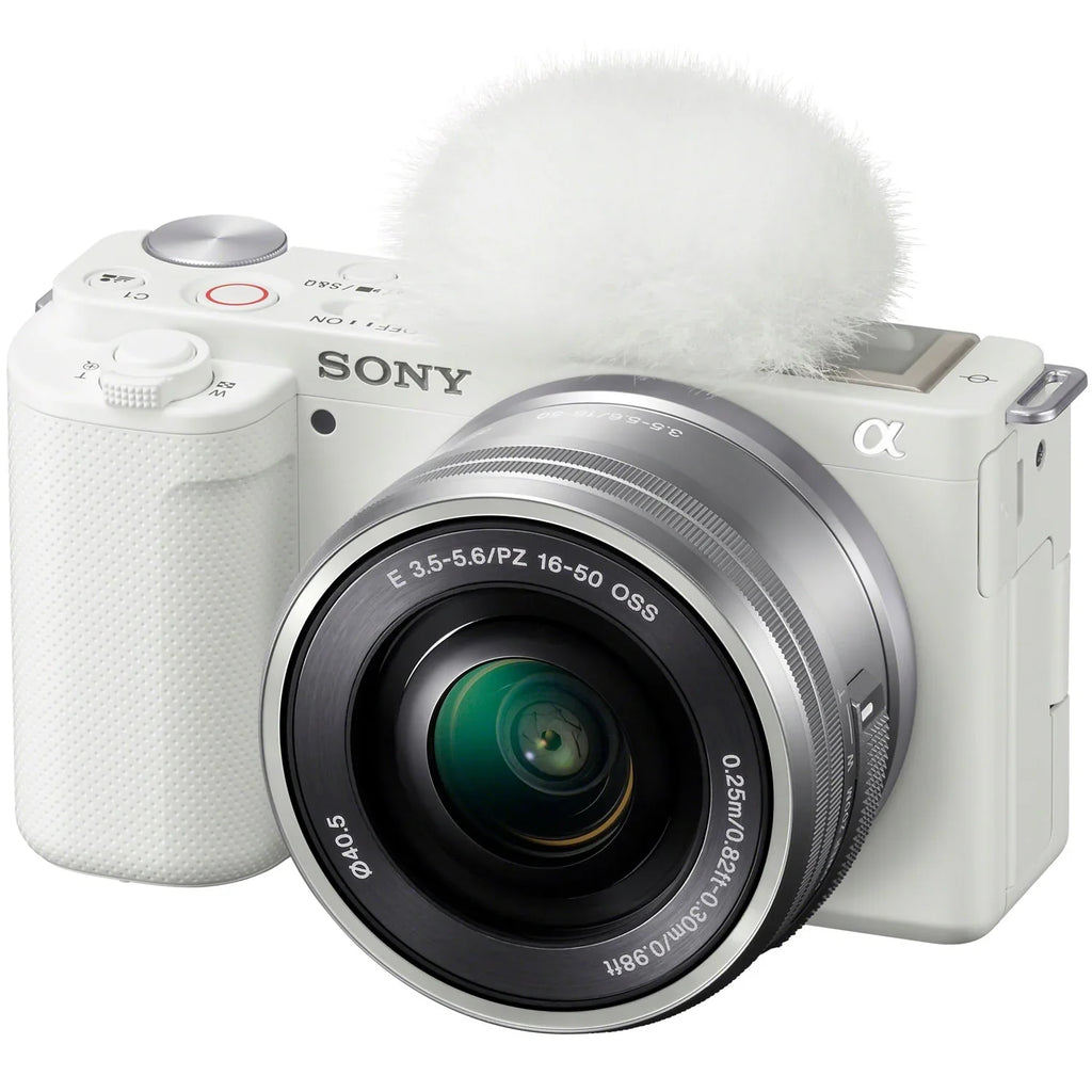 Sony -E10 Mirrorless Alpha -C Vlog Camera 2 Lens Kit 16-50mm + 55-210mm -E10L/W White Bundle with Deco Gear Case + Filter Set + Wide Angle & Telephoto Lenses + Extra Battery & Accessories