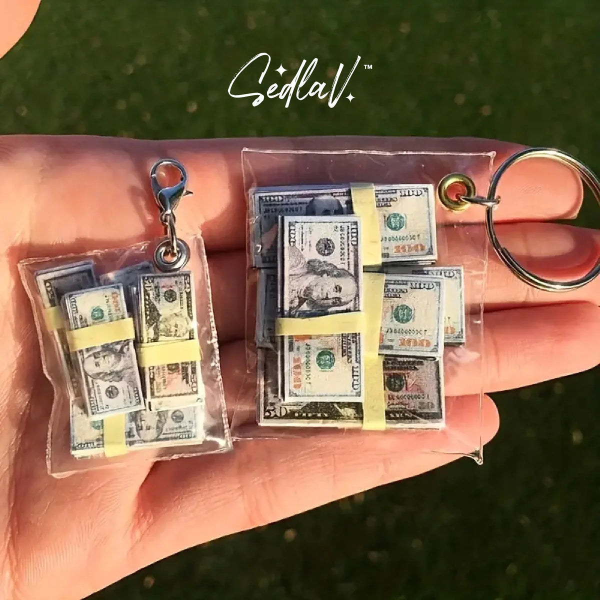 Handmade Mini Money Stack Bag Keychain Keyring – Stylish  Item  Key Holder