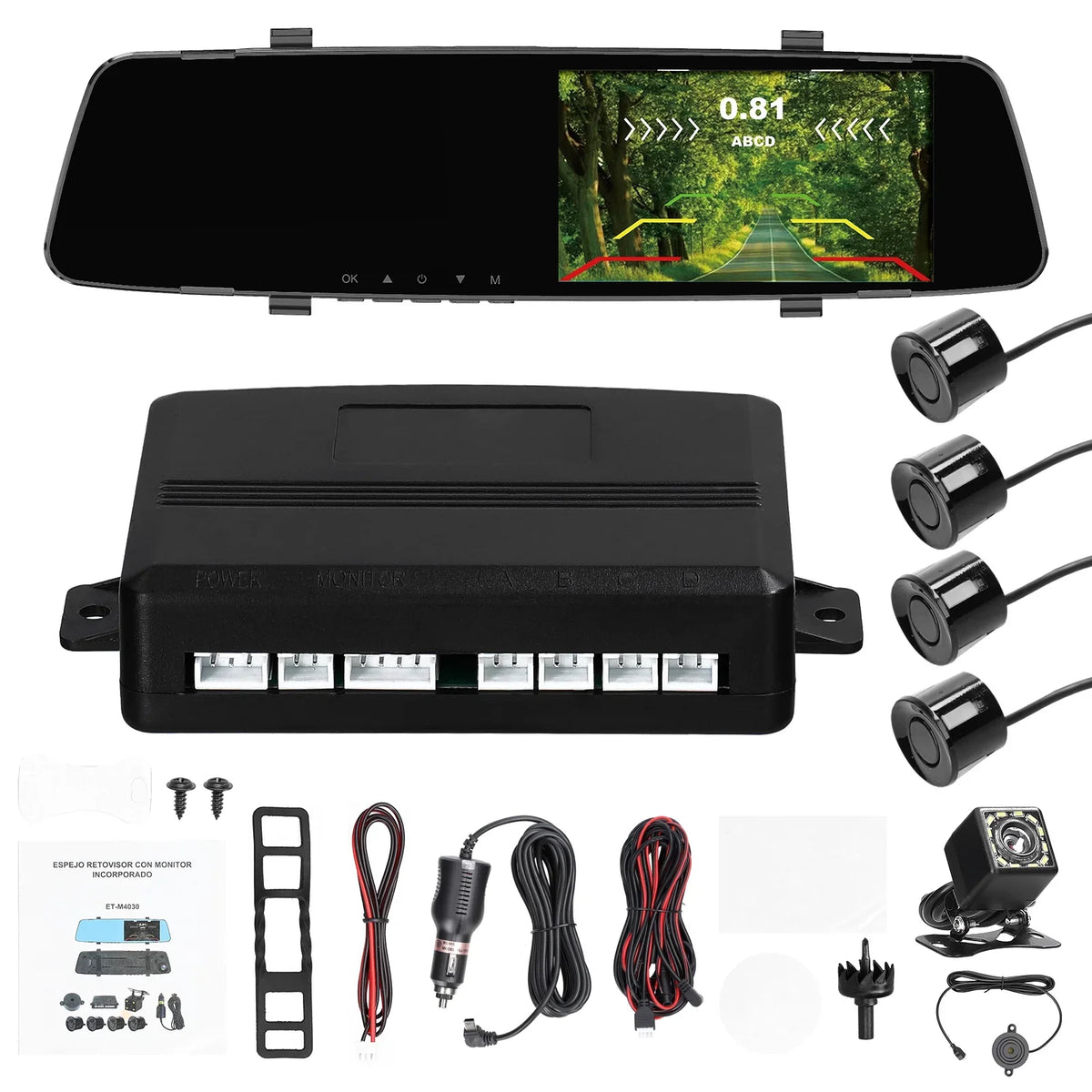 Shinysix Dash Camera,4.3 Inch Screen 4 Reverse Radars Camera 4.3 Inch Dash Camera Rear Dual Camera Dual Camera 4.3 Reverse Radars Rear Inch Screen Support 1080P  Dash Radars Rear Dual Reco