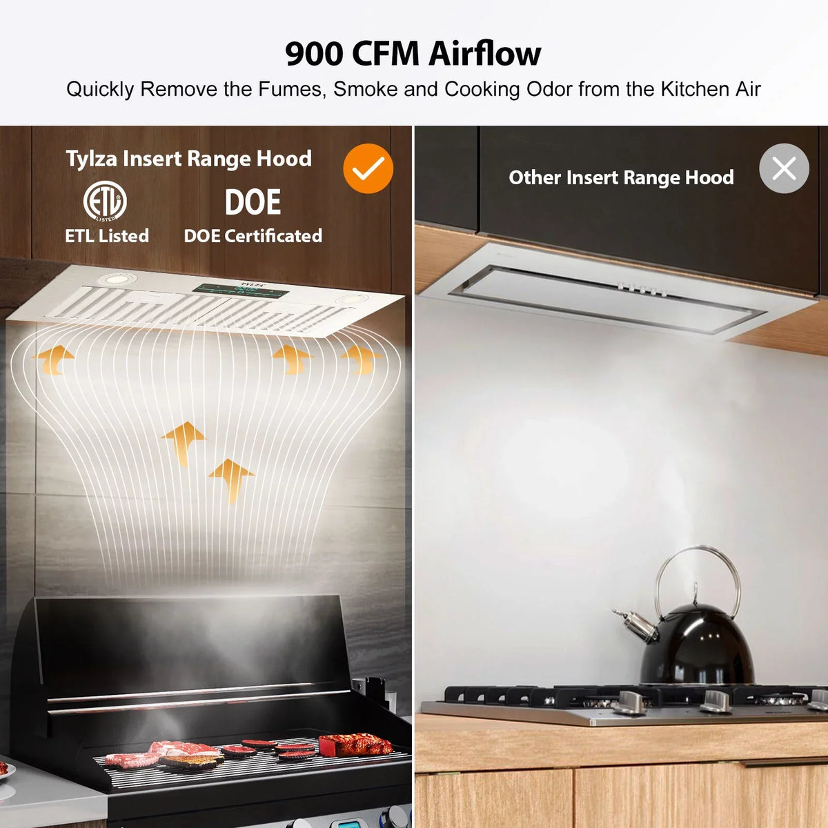 30" Under Cabinet Range Hood Kitchen Stove Vent Hood, with 900 , 4 Speed Gesture Sensing&Touch Control Panel