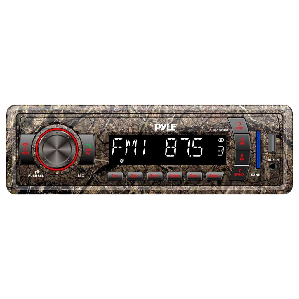 Pyle Marine  Bluetooth MP3   Camo / Radio, 6x 6.5" Waterproof Camouflage  Speakers, Elite Series 4-Channel Amplifier, Stereo Cover, Enrock Antenna, 18-G 50 Ft Wire, Amp Install Kit