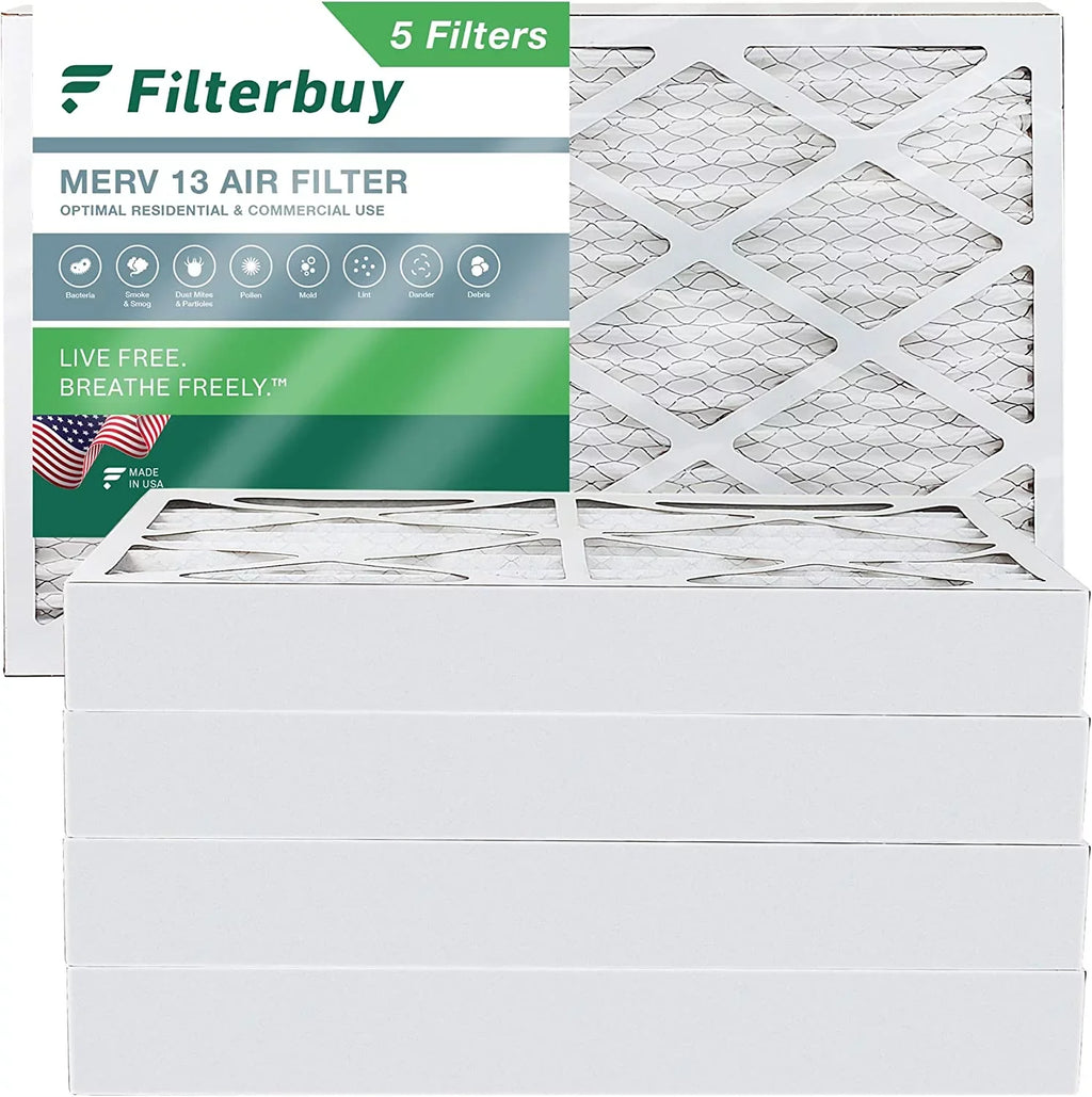 Filterbuy 12x24x4  13 Pleated   Furnace Air Filters (5-Pack)