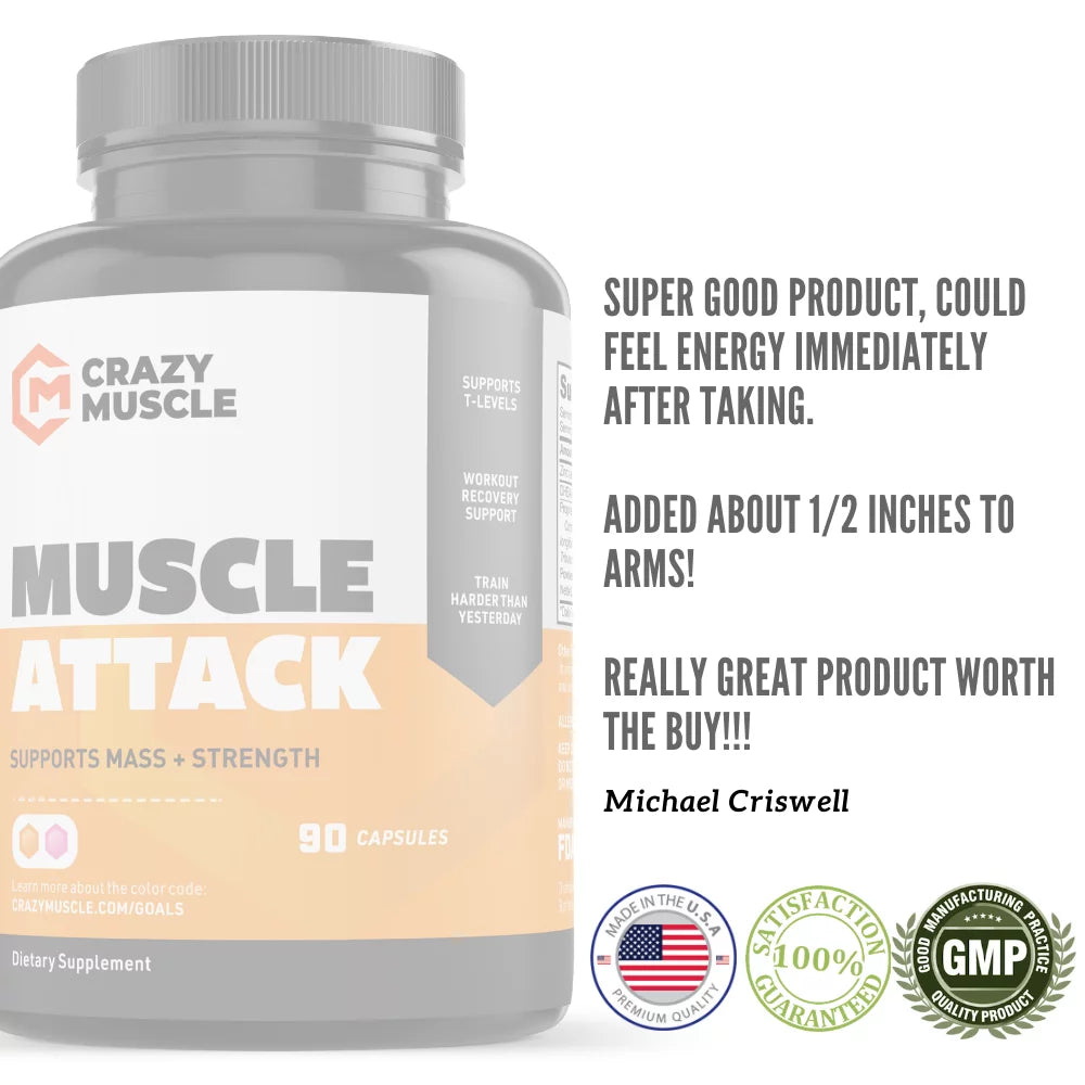 Muscle Attack: Keto Muscle Building Supplement with  by Crazy Muscle - 90 Capsules