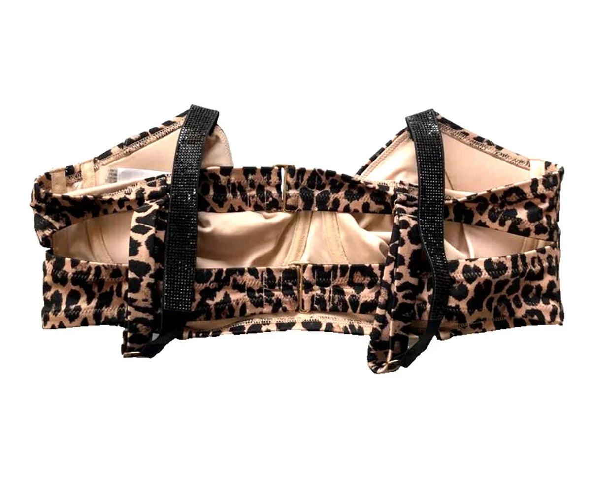 Victoria’s Secret Swim Bikini Top Shine Strap Animal Print Wicked Size 38D