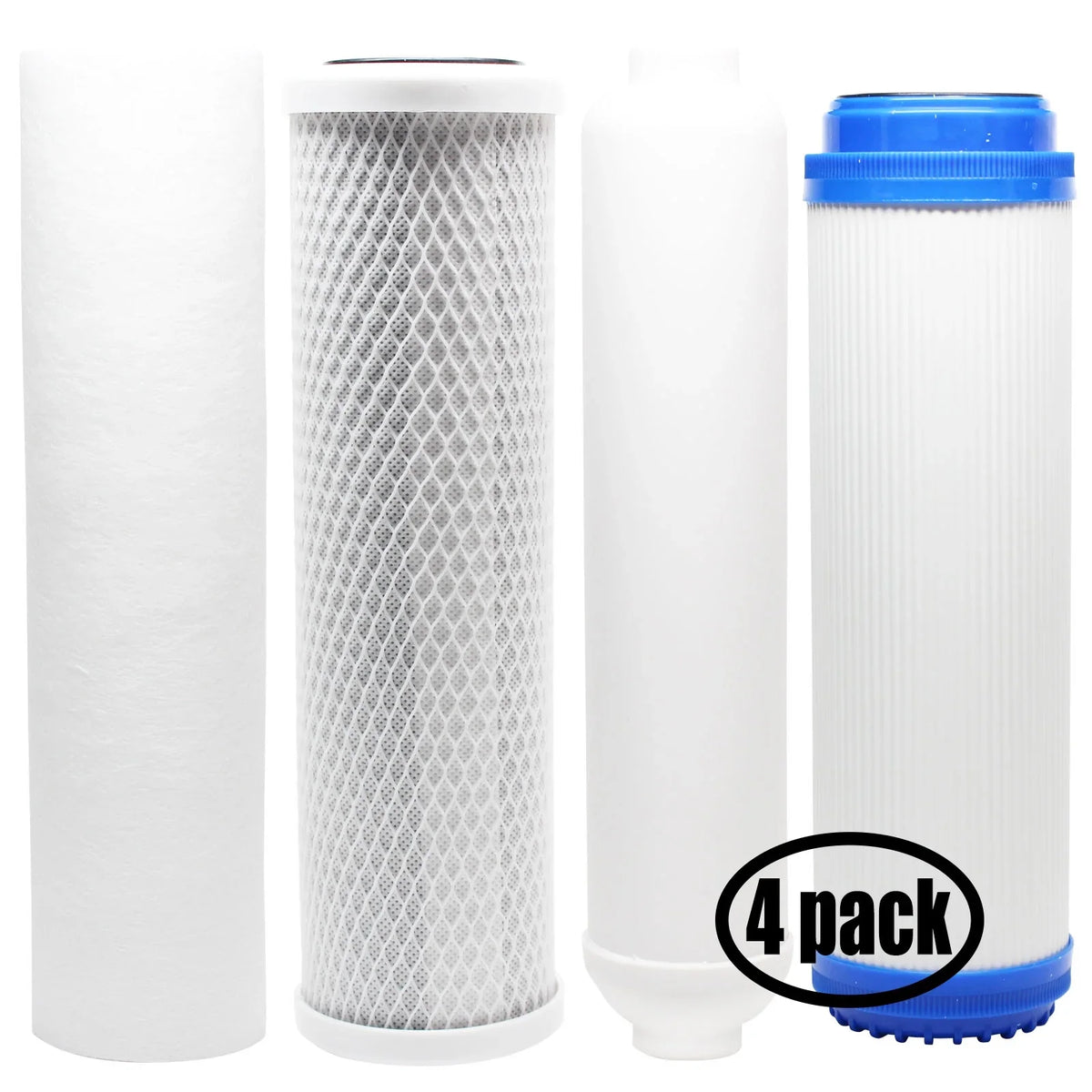 4-Pack Replacement for Filter Kit for Reverse Osmosis Revolution RCC1UP  System - Includes Carbon Block Filter,  Sediment Filter,  Filter & Inline Filter Cartridge - Denali Pure Brand