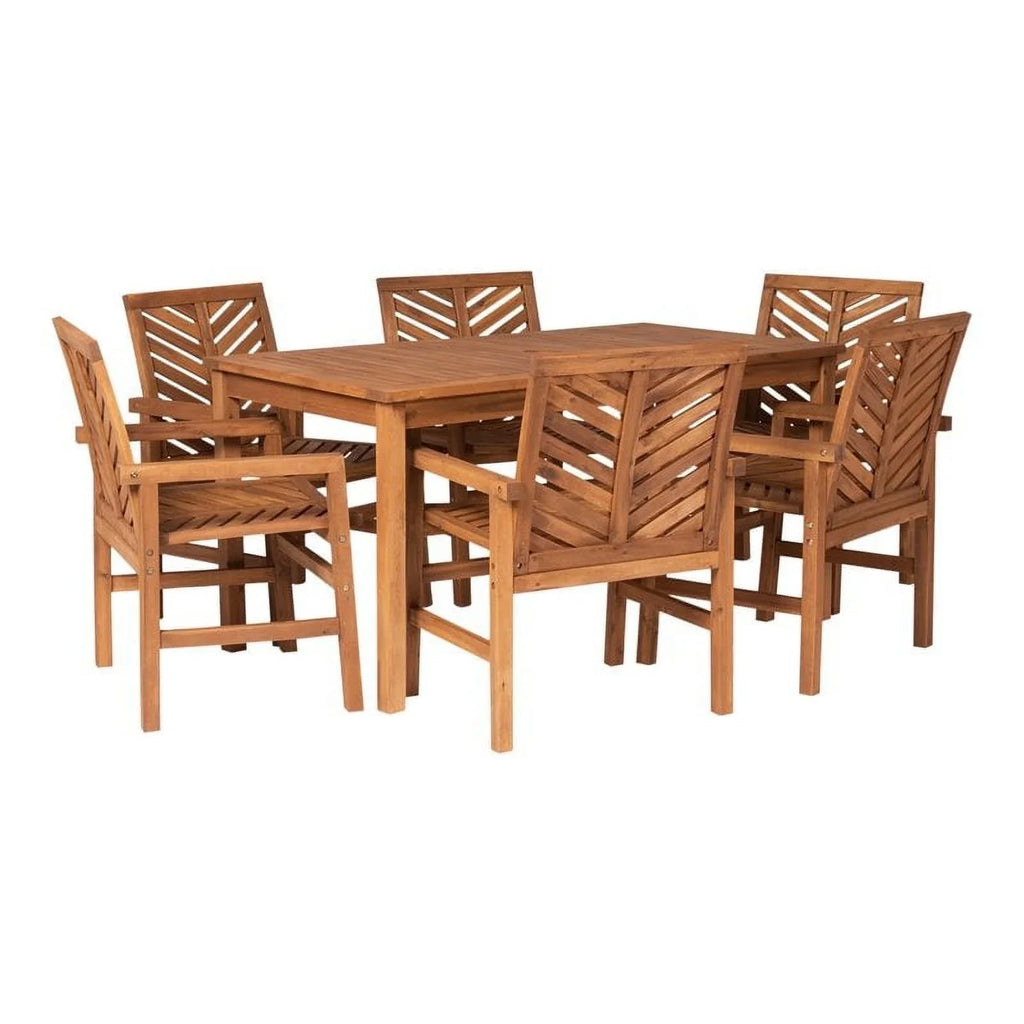 Vincent 7-Piece Chevron Outdoor Patio Dining Set - Brown