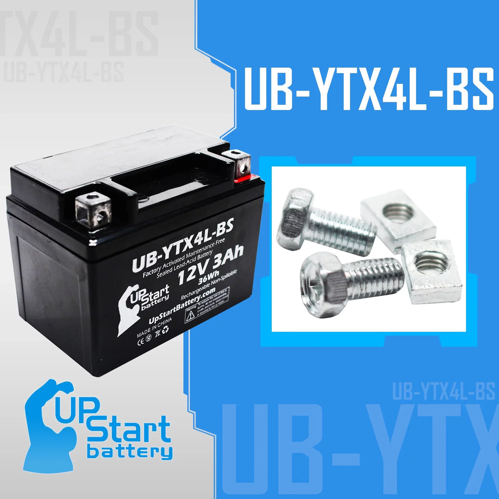 3-Pack UpStart Battery Replacement for 2002 Bombardier (Can-Am) DS90, DS90F, Quest 90CC Factory Activated, Maintenance Free,  Battery - 12V, 3Ah, -YTX4L-