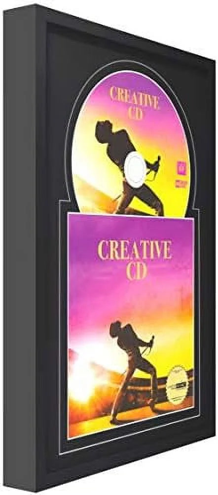 X 12" Jukebox Music Frame Double Black-Black Matting Displays Cover Art And 4 7/8-Inch Dia. Disc Self Standing With Wall Hanger