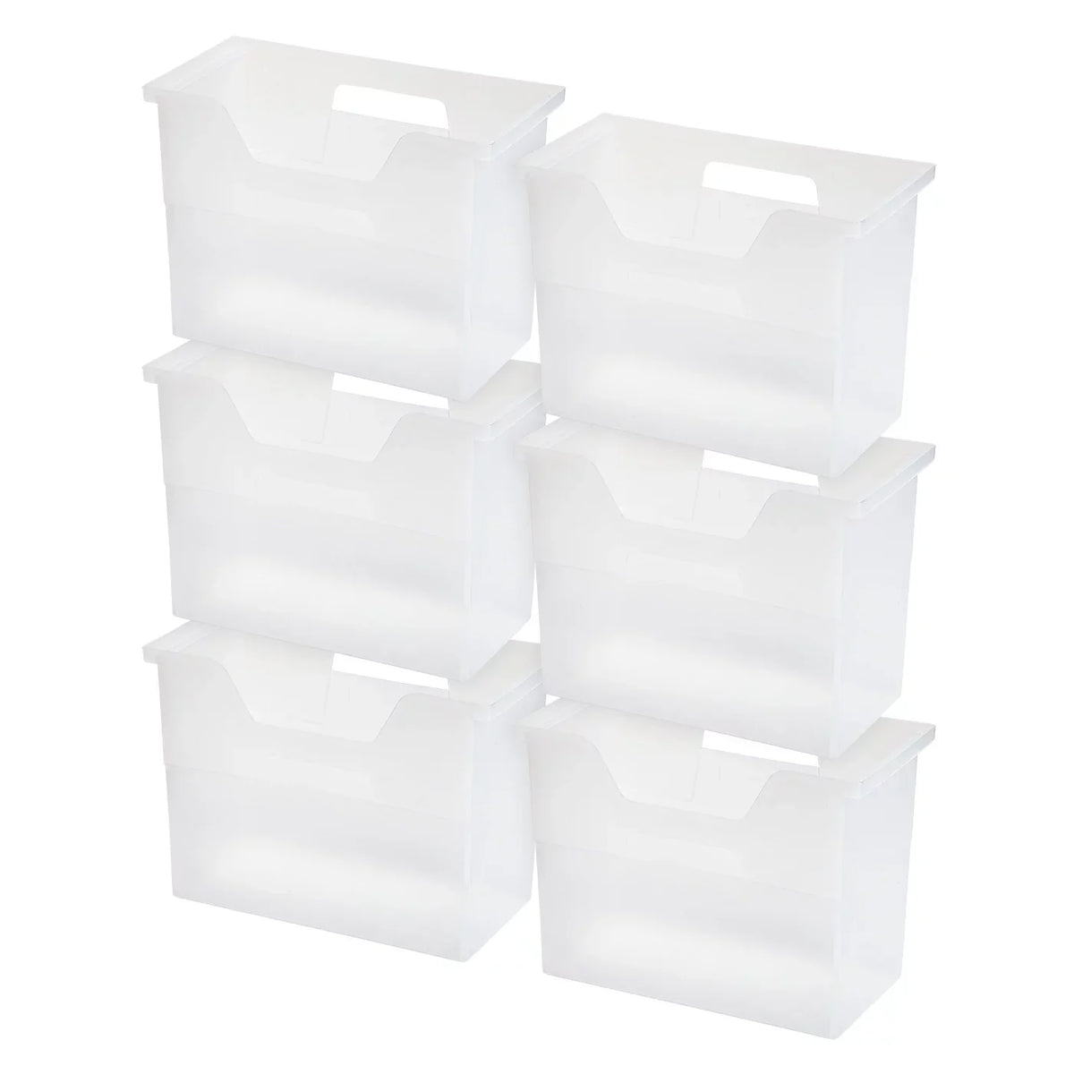 Medium Portable Desktop File Box with Open Lid, 6 Pack, Side Handles, Hanging File Folders, Tabs & Inserts, Letter Size, Magazines, Newspapers, Mail, Books, Notebooks, Clear