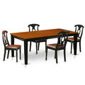 East West Furniture QUKE5-- Dining Set - Table with 4 Solid Chairs, Black & Cherry - 5 Piece