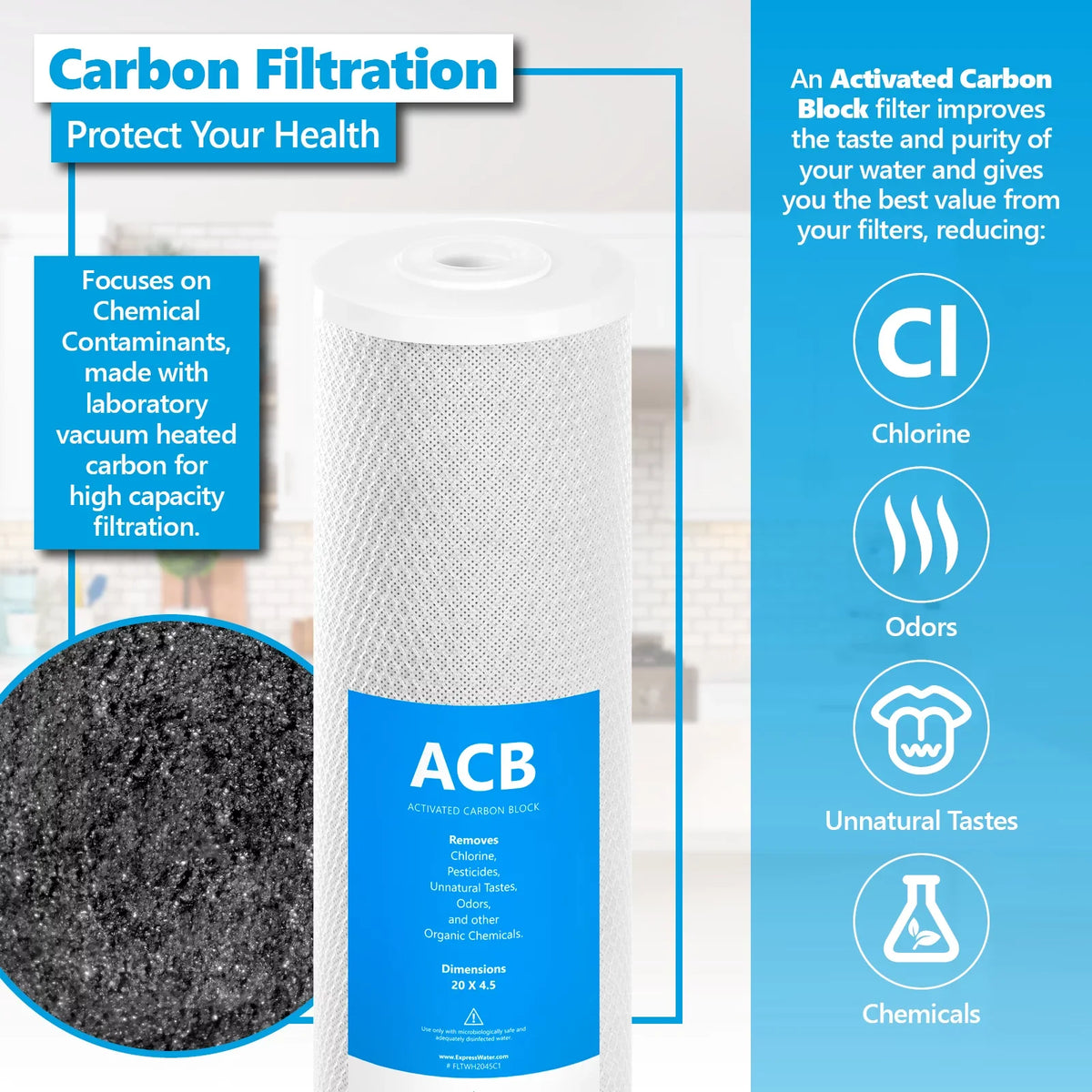 Express Water 2-Year Whole House Heavy Metal Water Filter Set 3 Stage Water Filtration Replacement Kit Sediment, Carbon Block,  High Capacity Cartridge Filters–5 Micron Water Filter 4.5” x 20” inch