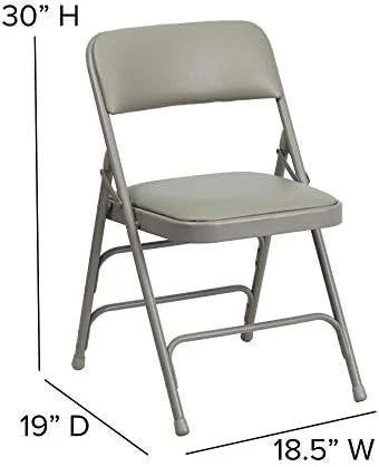 4 Pack  Series Curved Triple Braced & Double Hinged Gray Vinyl Metal Folding Chair