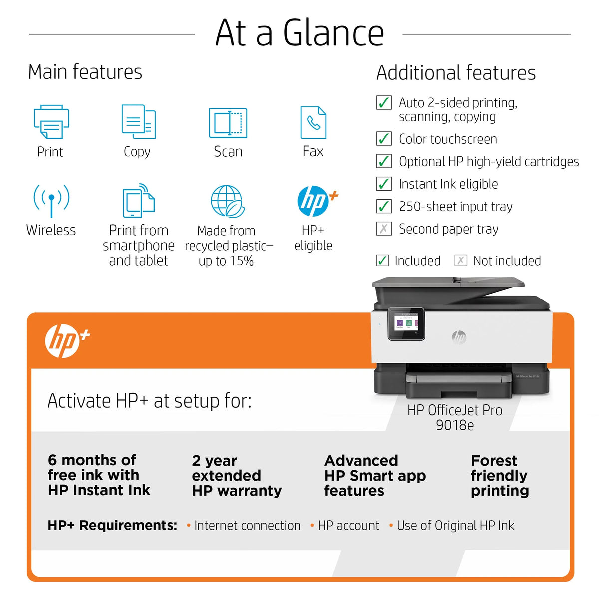 OfficeJet Pro 9018e All-in-One Wireless Color Inkjet Printer