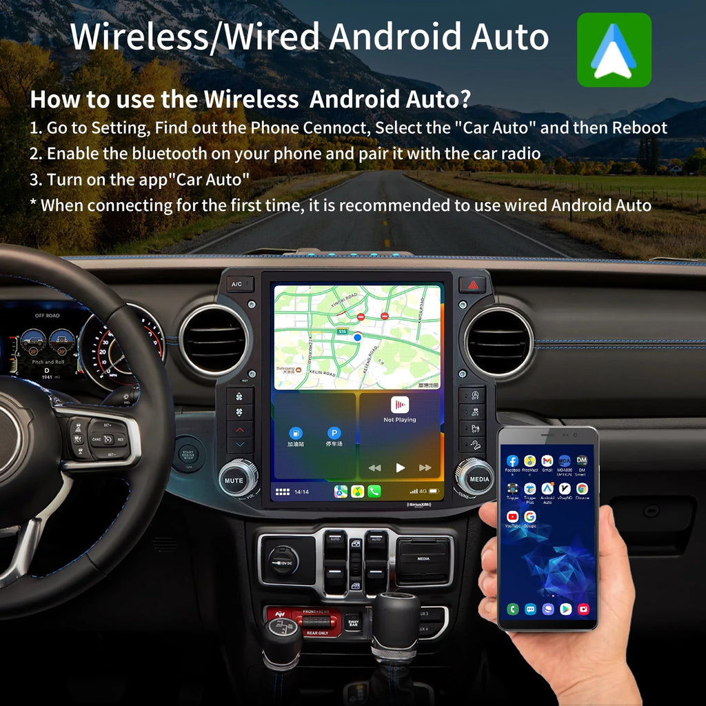 Linkswell Gen5 T-style 12.1 inch Car SirusXm Radio Stereo for Jeep Wrangler Gladiator 2018-2021 Touch Screen Car Navigator Android Truck Replacement  radio 4G+64G Apple Carplay Auto