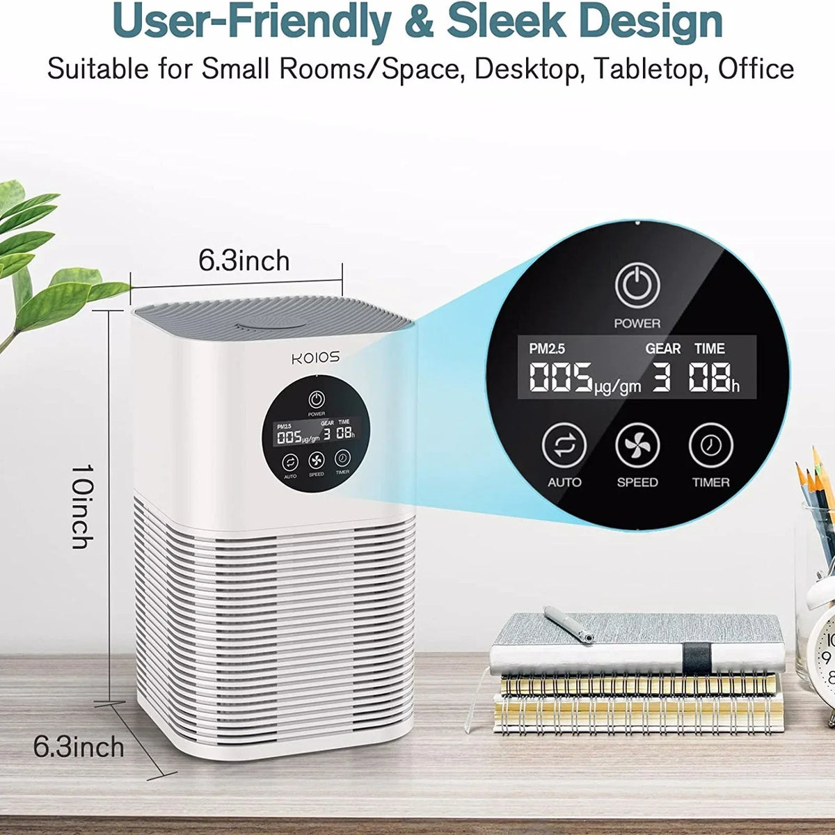 Air Purifiers for Home Bedroom, H13  Air Purifier with Auto Speed Control for Smoke (-50, white)