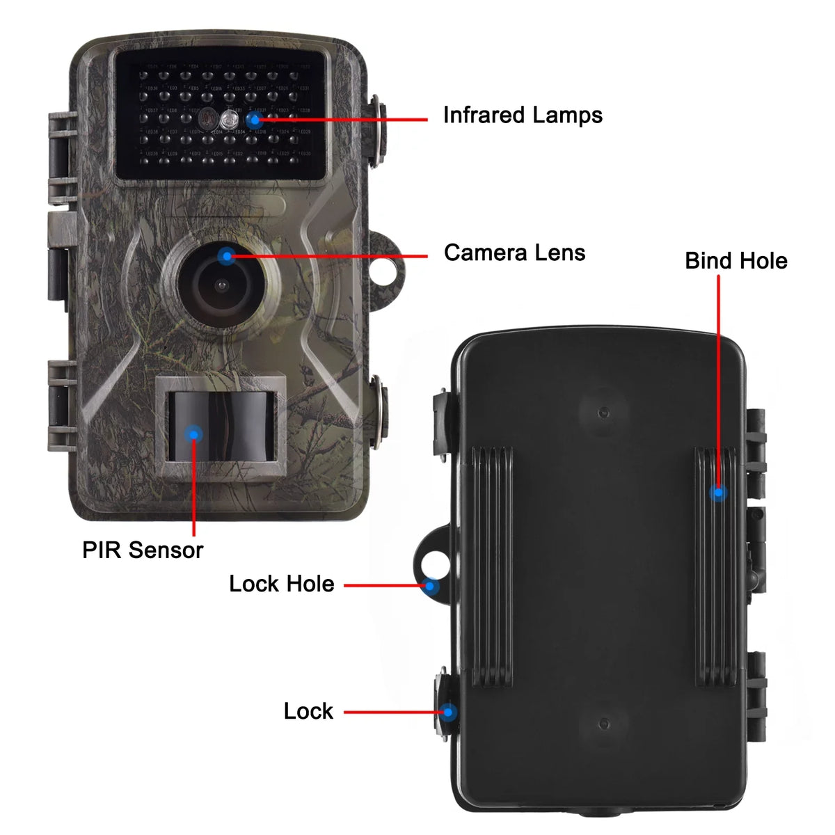 16MP 1080P Wildlife Trail Camera with 2.0 Inch  Color Screen - Features 0.8s Trigger Time, Infrared Night Vision, Motion Activation, and IP66 Waterproof Rating