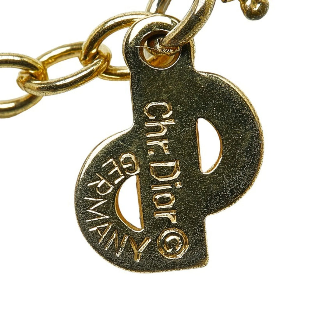 Pre-Owned Christian Dior Dior  Heart Rhinestone Necklace Gold Plated Women's (Good)