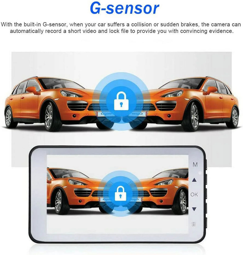 Bileeko Car  4" 1080P Dual Lens Dash Cam Video Recorder Camera for Car Pickup Truck   Van