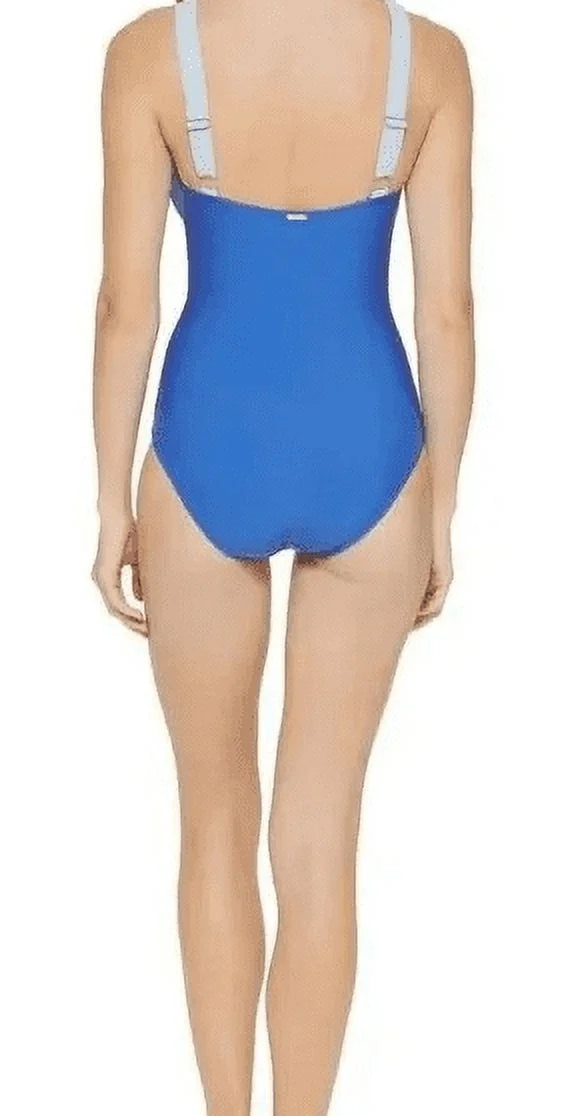 Plunging Colorblocked One-Piece Swimsuit,  6