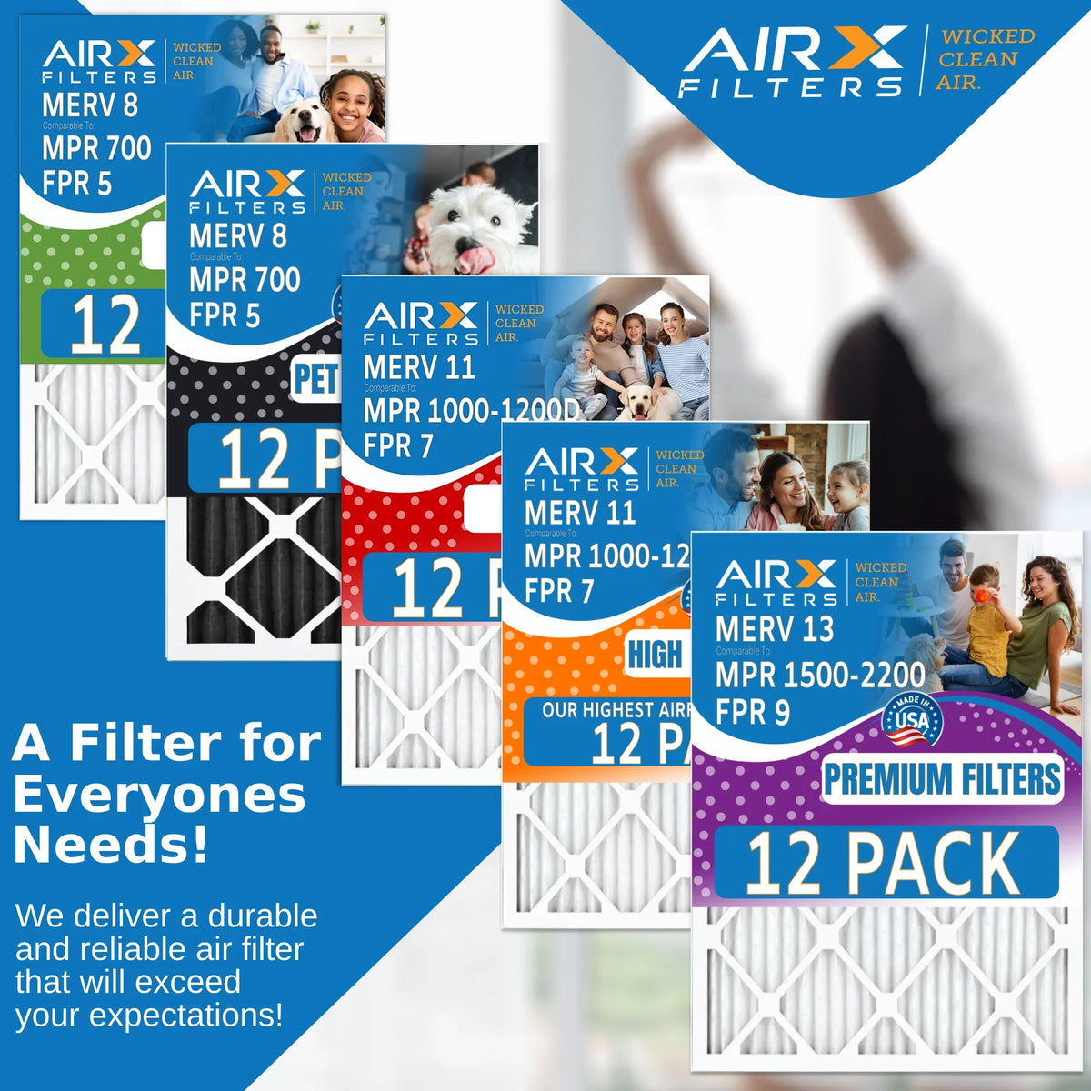 14x24x1 Air Filter  11 Rating, 12 Pack of Furnace Filters Comparable to  1000,  1200 &  7 - Made in  by     .